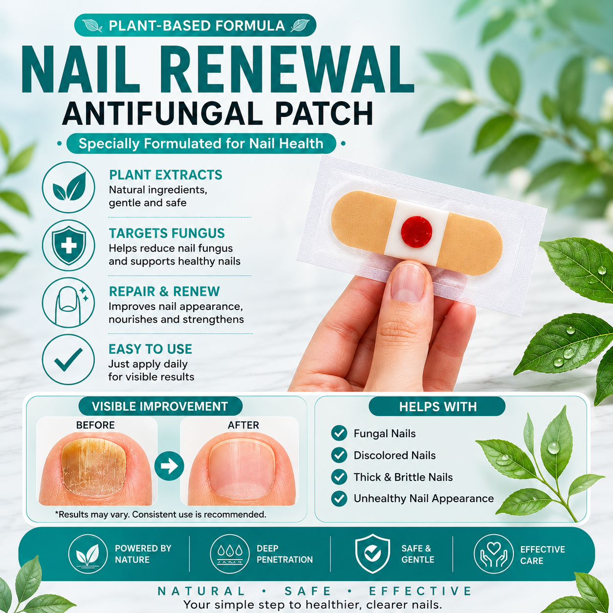 Plant-Based Nail Renewal Patch | Healthy-Looking Nails | Onychomycosis Treatment
