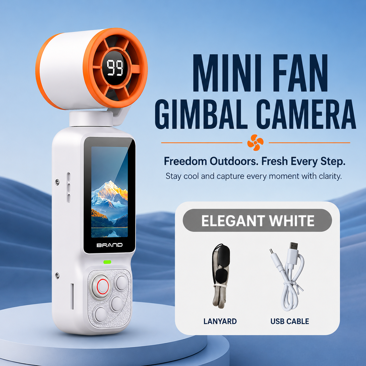 Handheld Action Camera with Cooling Fan | 180° Rotatable Lens & AI Face Tracking