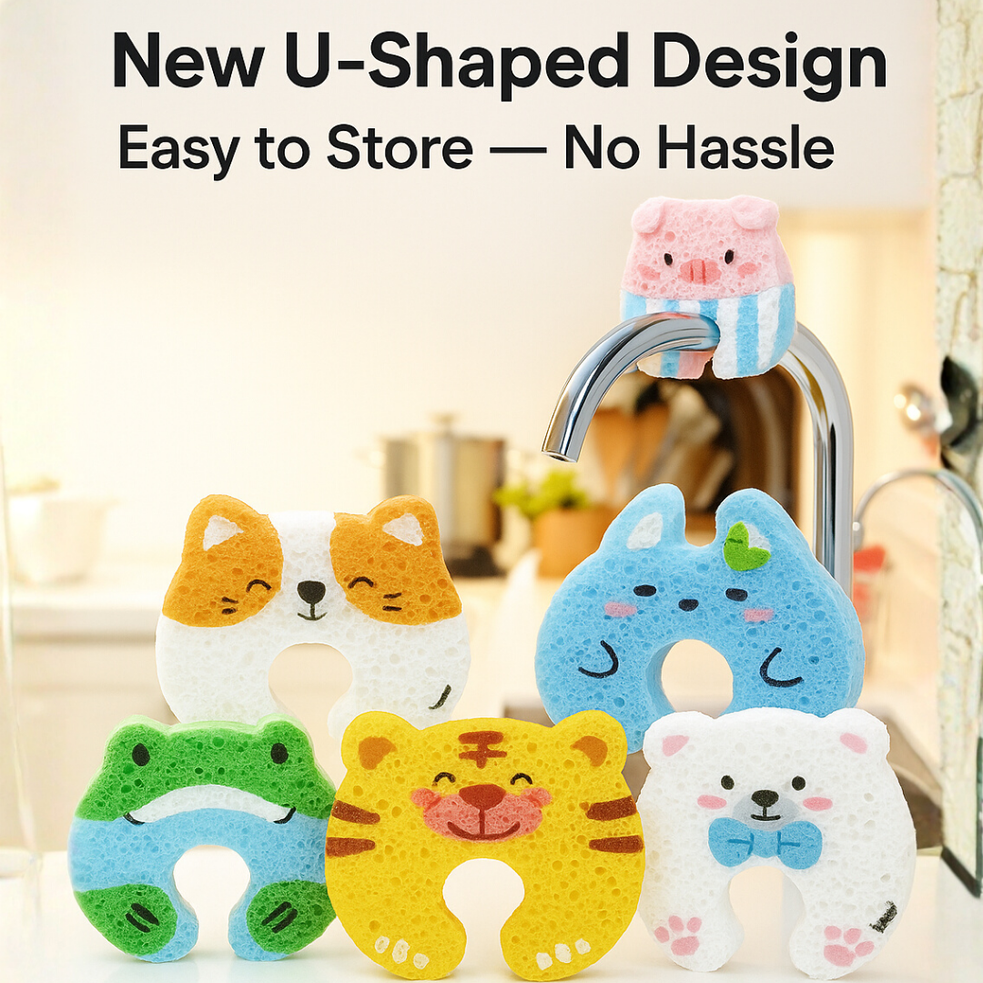 Cute Animal Cellulose Sponge –100% Natural Wood Pulp Dishwashing Sponge