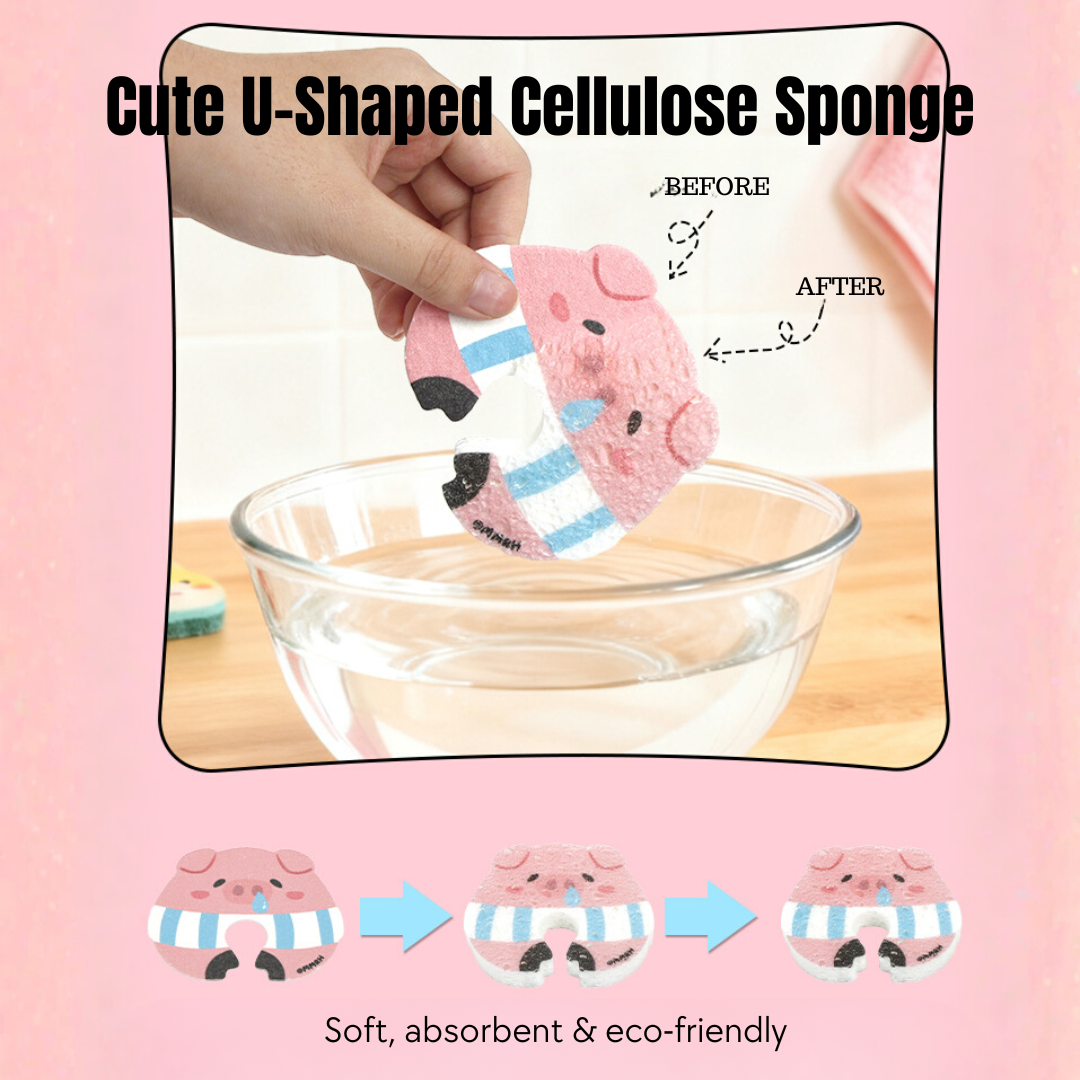 Cute Animal Cellulose Sponge –100% Natural Wood Pulp Dishwashing Sponge