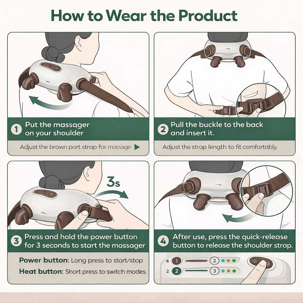 Wireless Heated Leg/ Neck Massager – Deep Tissue Kneading, Human-Hand Simulation, Portable Pain Relief | Best Neck Massager with Heat