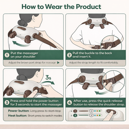 Wireless Heated Leg/ Neck Massager – Deep Tissue Kneading, Human-Hand Simulation, Portable Pain Relief | Best Neck Massager with Heat