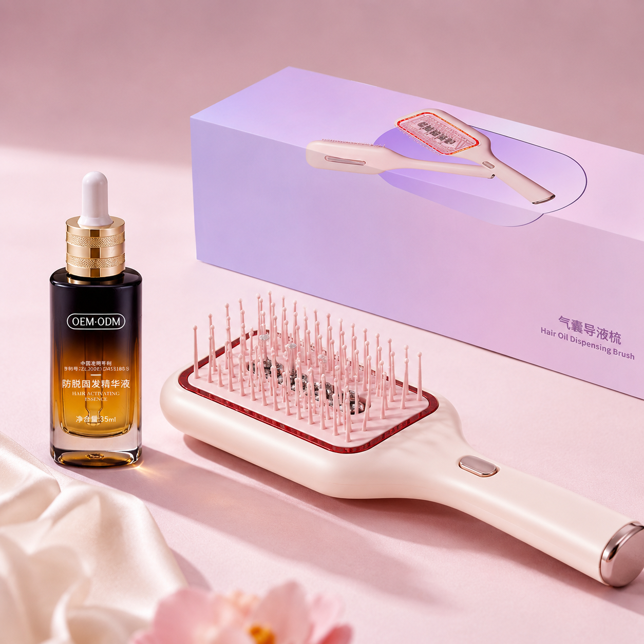2-in-1 Red Light Scalp Massage Brush | Vibrating Hair Growth & Serum Applicator