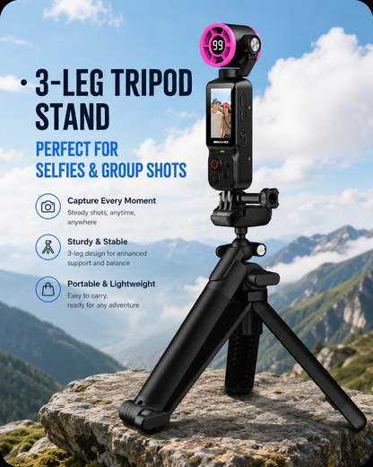Handheld Action Camera with Cooling Fan | 180° Rotatable Lens & AI Face Tracking
