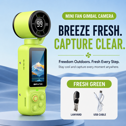 Handheld Action Camera with Cooling Fan | 180° Rotatable Lens & AI Face Tracking