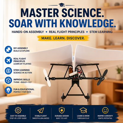 DIY Remote Control Paper Airplane Power Kit – 2.4GHz Electric RC Flying Toy, STEM Educational DIY Aircraft Model for Kids Ages 3+, Indoor & Outdoor Fun