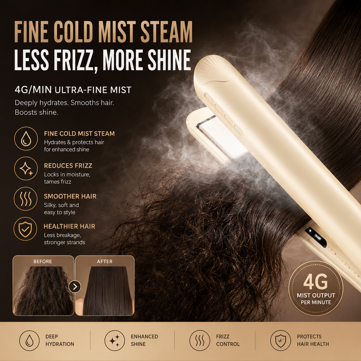 Cool Mist Hair Straightener & Curler  | Steam Ionic Flat Iron with Floating Ceramic Plates