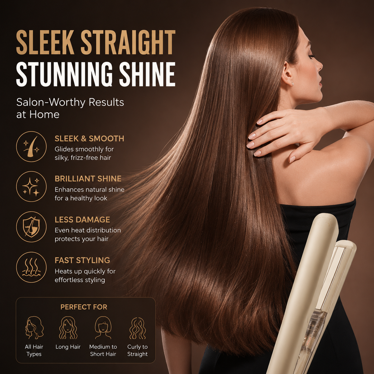 Cool Mist Hair Straightener & Curler  | Steam Ionic Flat Iron with Floating Ceramic Plates
