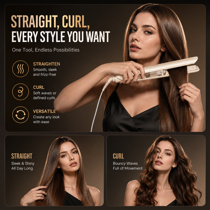 Cool Mist Hair Straightener & Curler  | Steam Ionic Flat Iron with Floating Ceramic Plates