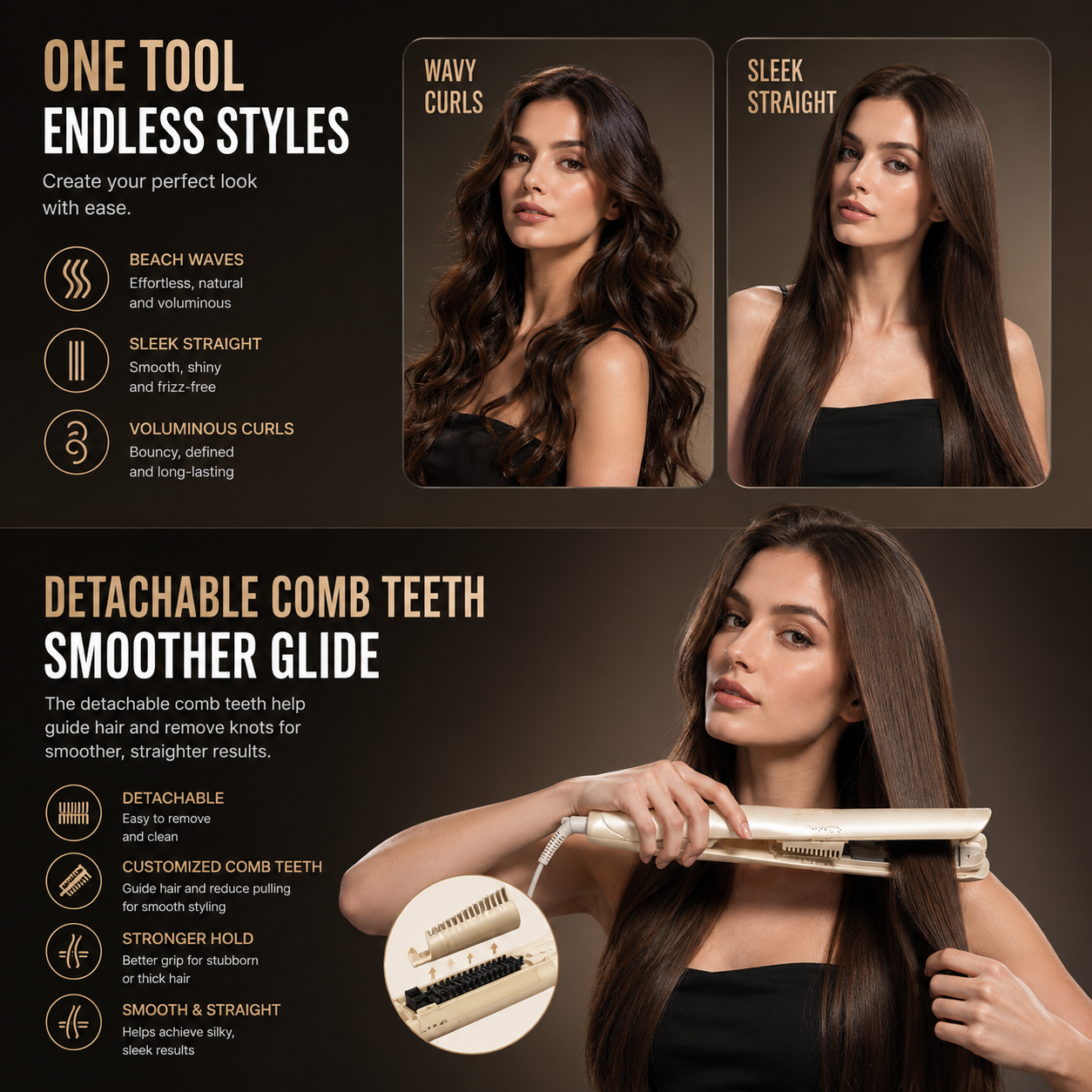 Cool Mist Hair Straightener & Curler  | Steam Ionic Flat Iron with Floating Ceramic Plates