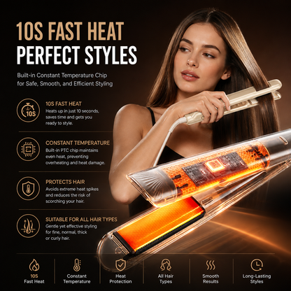 Cool Mist Hair Straightener & Curler  | Steam Ionic Flat Iron with Floating Ceramic Plates