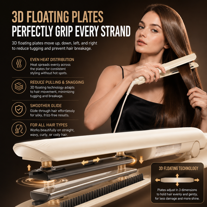 Cool Mist Hair Straightener & Curler  | Steam Ionic Flat Iron with Floating Ceramic Plates