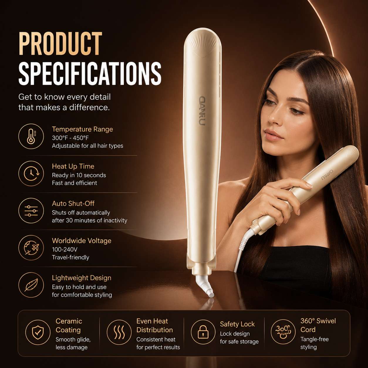 Cool Mist Hair Straightener & Curler  | Steam Ionic Flat Iron with Floating Ceramic Plates
