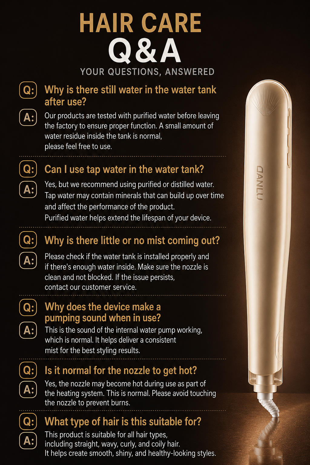 Cool Mist Hair Straightener & Curler  | Steam Ionic Flat Iron with Floating Ceramic Plates