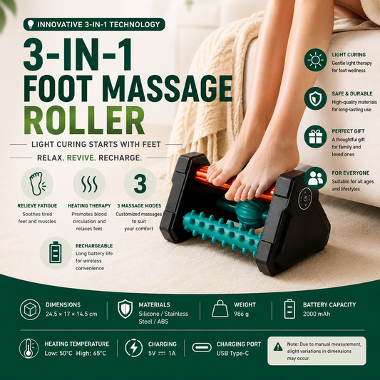 3-in-1 Heated Foot Massage Roller | Deep Tissue Acupressure & Plantar Fascia Relief