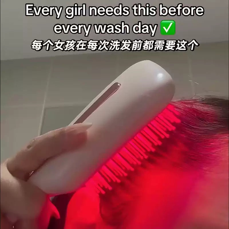 2-in-1 Red Light Scalp Massage Brush | Vibrating Hair Growth & Serum Applicator
