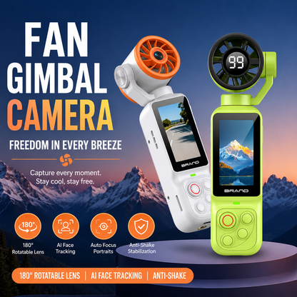 Handheld Action Camera with Cooling Fan | 180° Rotatable Lens & AI Face Tracking