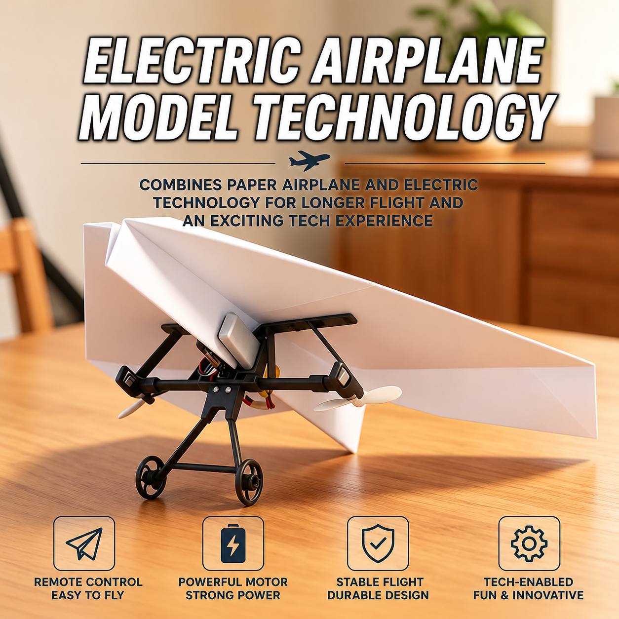 DIY Remote Control Paper Airplane Power Kit – 2.4GHz Electric RC Flying Toy, STEM Educational DIY Aircraft Model for Kids Ages 3+, Indoor & Outdoor Fun
