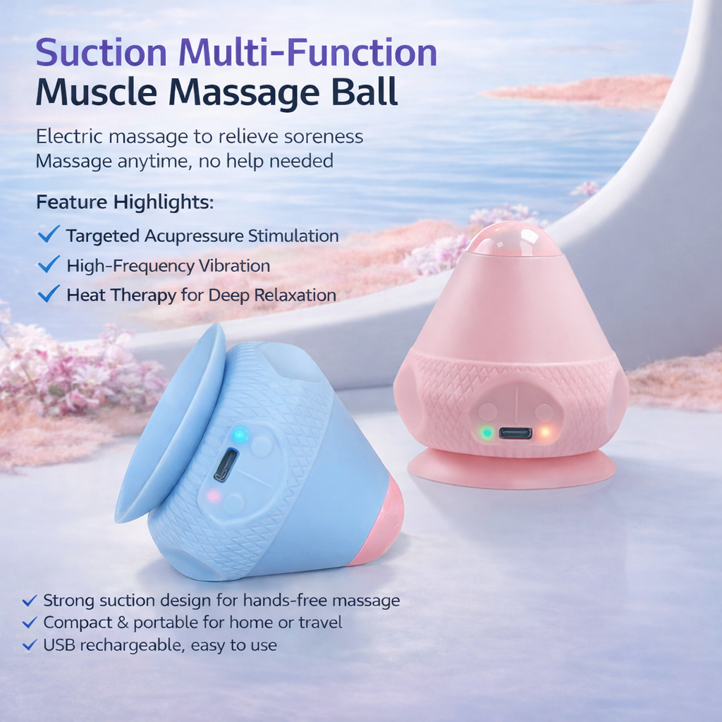 Electric Suction Fascia Massage Ball with Vibration & Heat Muscle Relaxation for Shoulder, Neck & Waist