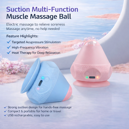 Electric Suction Fascia Massage Ball with Vibration & Heat Muscle Relaxation for Shoulder, Neck & Waist