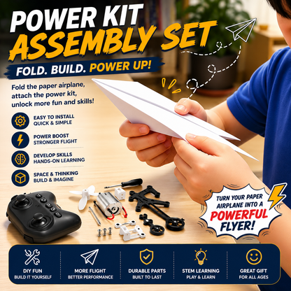 DIY Remote Control Paper Airplane Power Kit – 2.4GHz Electric RC Flying Toy, STEM Educational DIY Aircraft Model for Kids Ages 3+, Indoor & Outdoor Fun