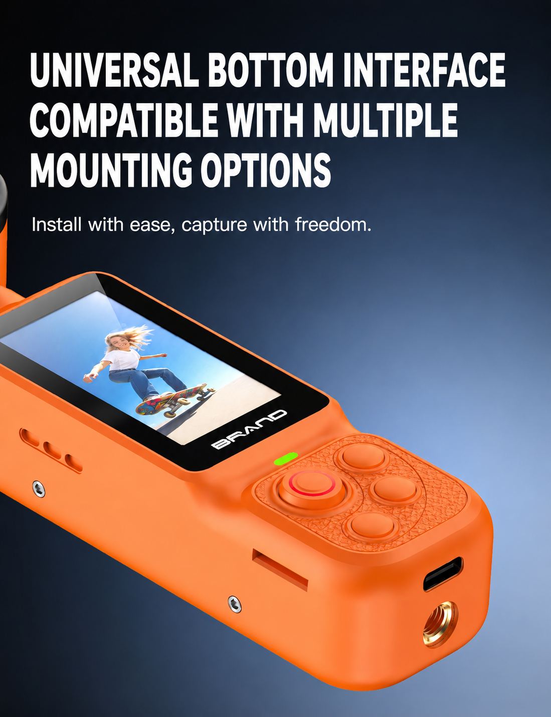 Handheld Action Camera with Cooling Fan | 180° Rotatable Lens & AI Face Tracking