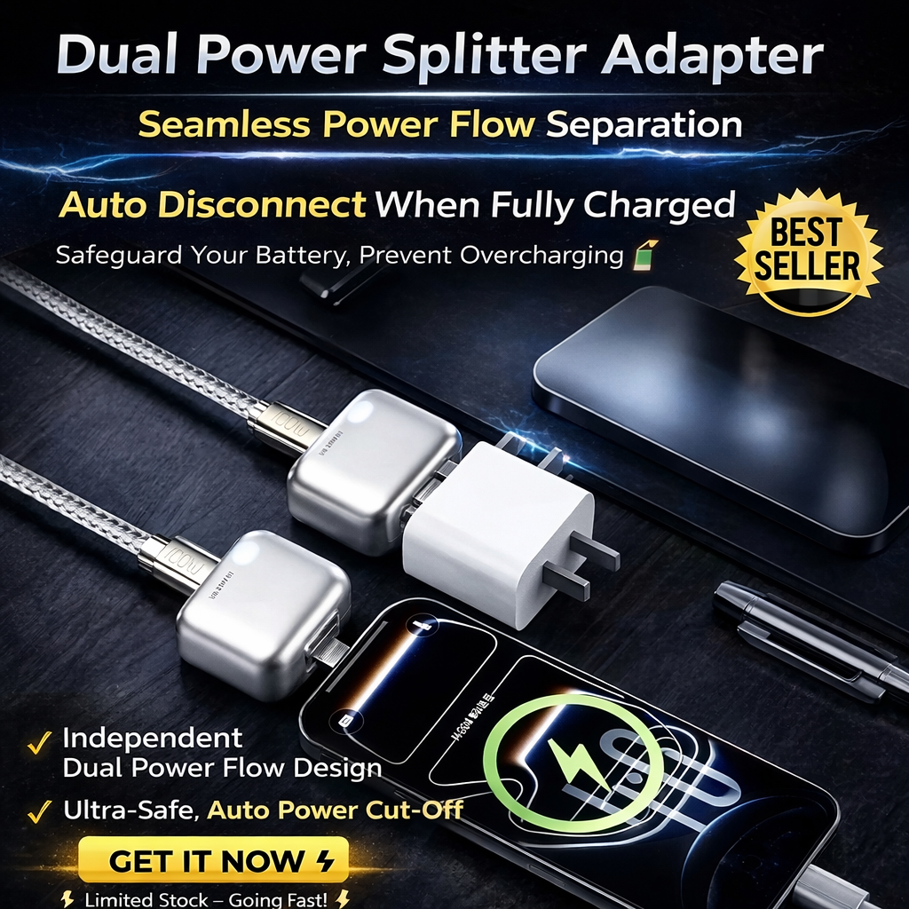 【EXTRA $5 OFFER- PROMO CODE: MEMORA5] Auto Cut-Off Fast Charging Cable (Safe Overnight Charging)- 140W Smart Power Splitter Adapter