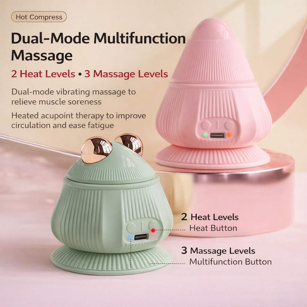 Electric Muscle Massage Ball  with 4 Interchangeable Heads l Deep Relief for Neck, Shoulders & Back l Portable + Heat + Vibration