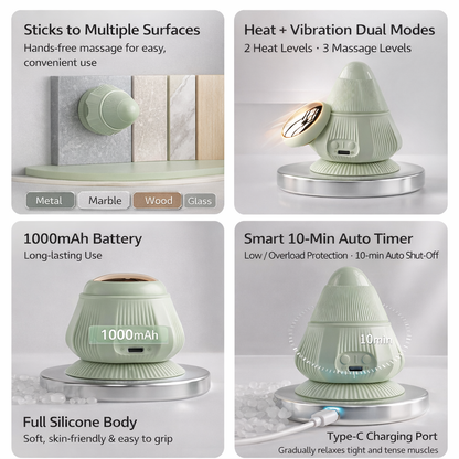 Electric Muscle Massage Ball  with 4 Interchangeable Heads l Deep Relief for Neck, Shoulders & Back l Portable + Heat + Vibration